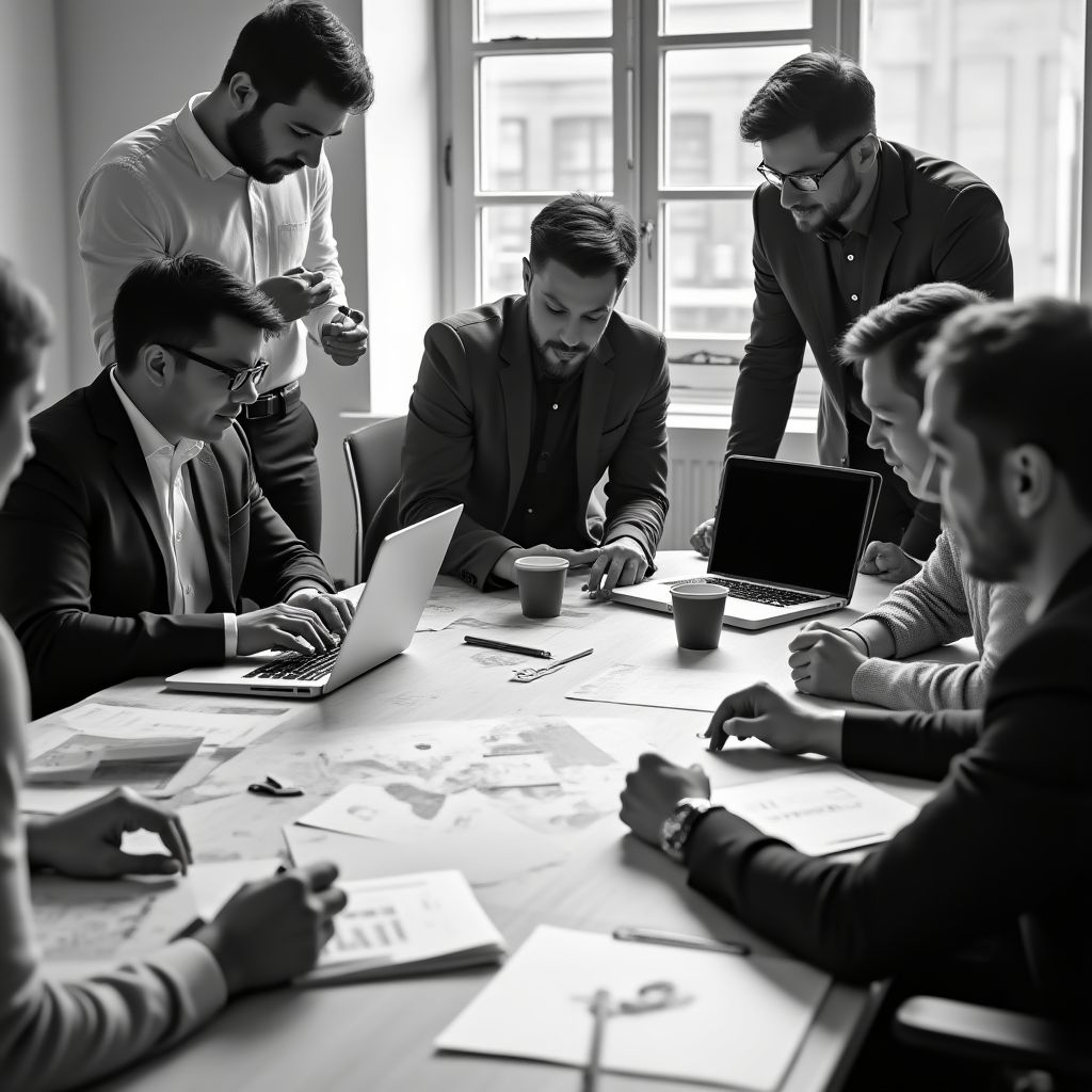 Equipo colaborando en una reunión